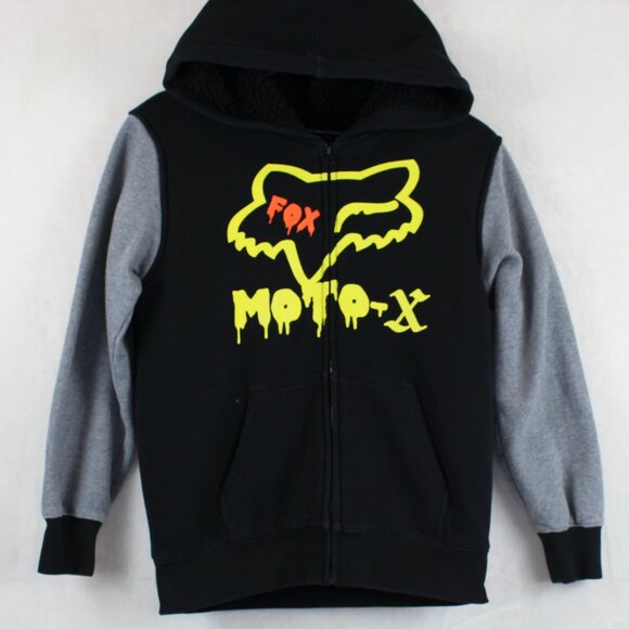 Fox Racing Moto X Thick Sherpa Lining Hooded Full Zip Sweatshirt Youth L - Picture 1 of 7